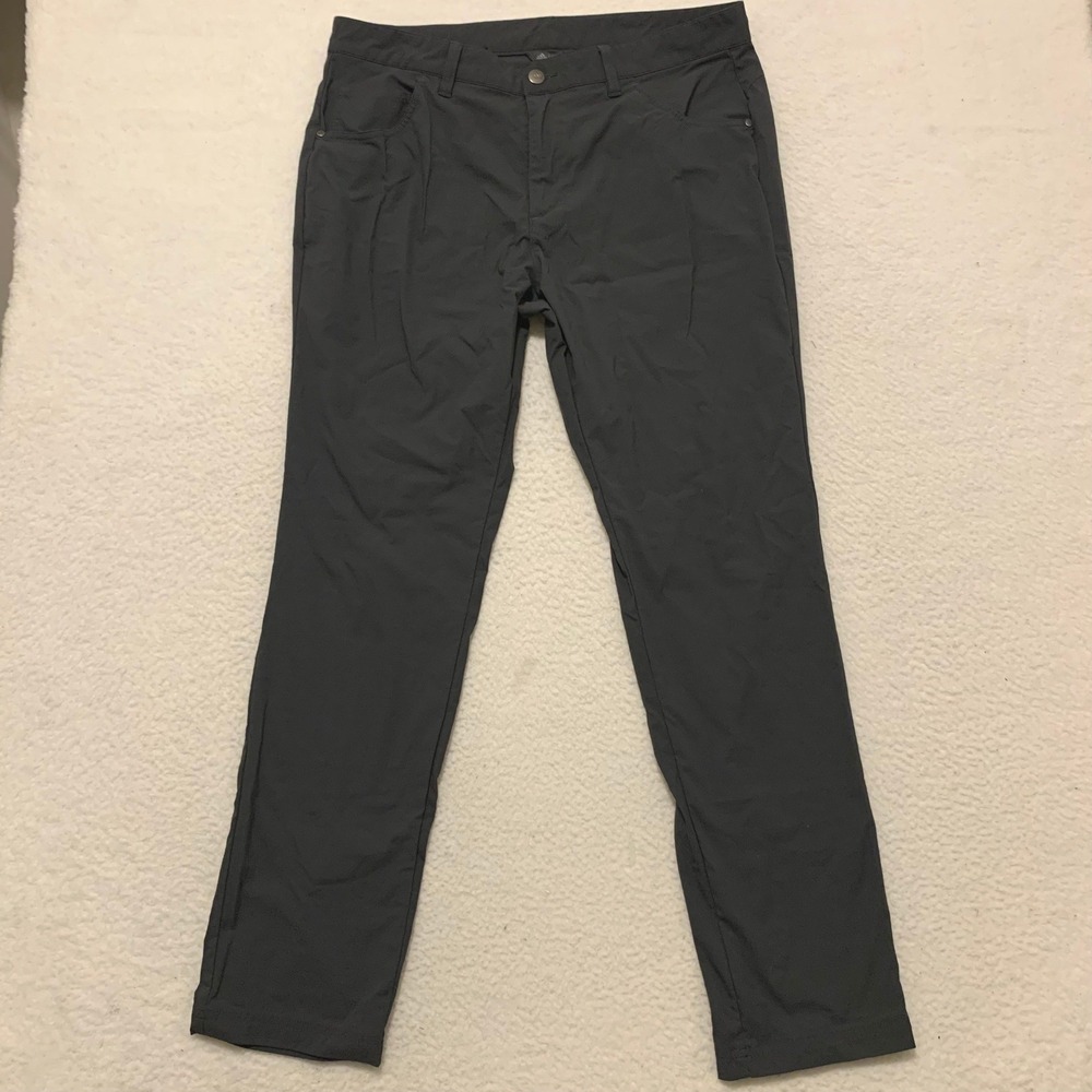 Adidas Adicross Golf Pants Mens 34x32 (FITS 35x30) Tapered 5-Pocket Gray